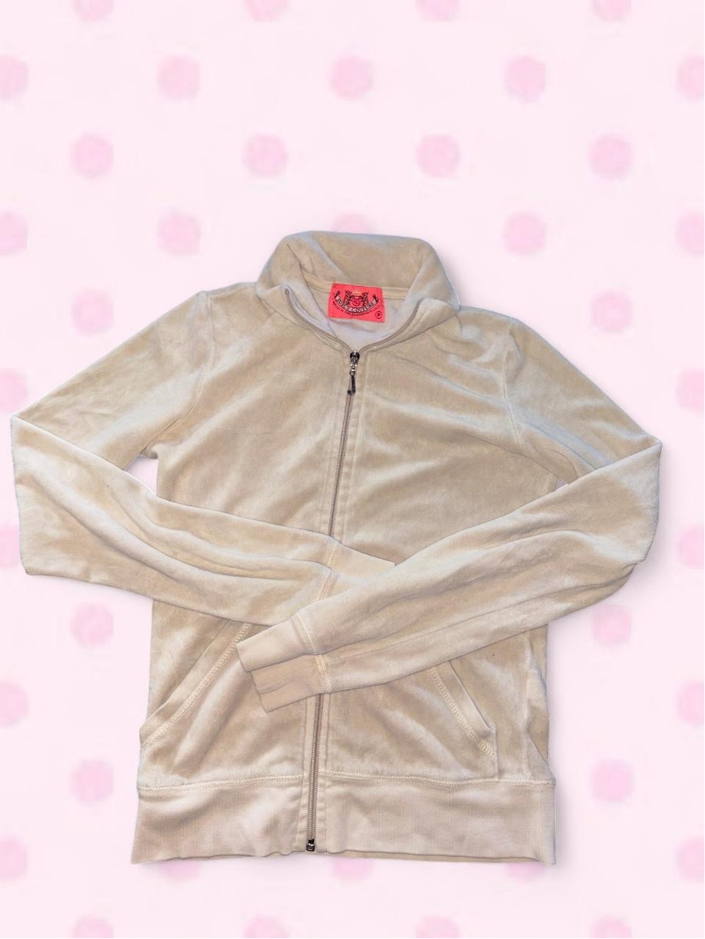 Juicy Couture Cream Zip-Front Velour Jacket